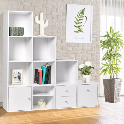 Imagen de IDMarket  Mueble de escalera (4 niveles, imitación a madera haya, con puerta y cajones)