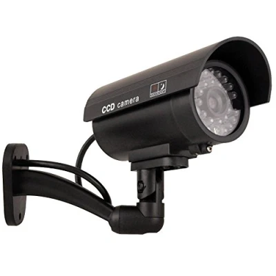 Imagen de Maclean IR9000 Cámara de vigilancia simulada con LED Intermitente Color Negro o Plateado (Negro)