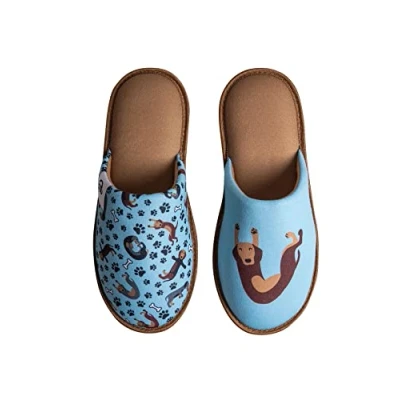 Imagen de Dedoles Pantuflas Unisex Hombre Mujer y Niños Espuma viscoelástica muchos diseños divertidos Unicornio Gatos Aguacates Planetas Salchicha Regalo, Color: Perro salchicha, 38 39 EU