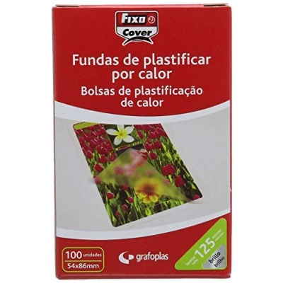 Imagen de Fixo 1021400 Caja de 100 fundas para plastificar, transparente, 54 x 86 mm
