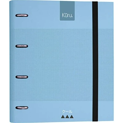 Imagen de Grafoplás 88103030. Archivador 4 Anillas con Recambio y Goma, Tapa Dura A4, Azul, Separadores 100 Hojas Cuadricula 5x5, Carpebook, Kuru