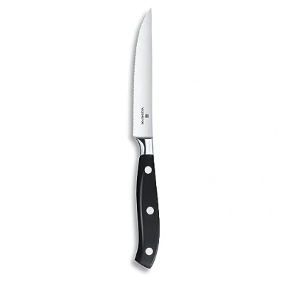 Imagen de Victorinox Grand Maître, cuchillo profesional para tomates y filetes, hoja extra afilada, filo dentado, 12 cm, acero inoxidable, negro