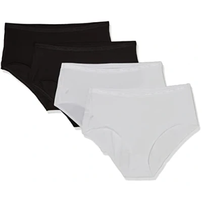 Imagen de Playtex Pack Bragas Midi de Algodón orgánico Mujer x4, Blanco/Negro, 4XL