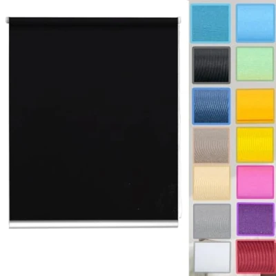 Imagen de Pesiana Enrollable Liso 50 x 180 cm Proteccion Solar, Stores Noche y día Persianas Cortinas Enrollables con Revestimiento de Color a Juego, para Ventanas Puertas, Negro