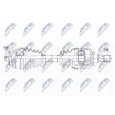 Imagen de NTY NPW BM 164 Árbol de transmisión Eje delantero, izquierda 527 MINI: Cabrio