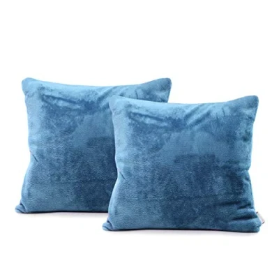 Imagen de DecoKing 2 Fundas de Almohada 45 x cm, Microfibra, Cremallera, Forro Polar, Color Azul Oscuro
