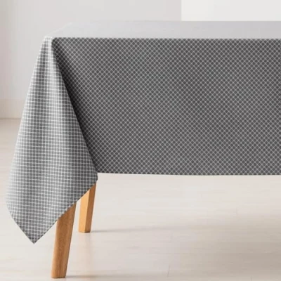 Imagen de GAMUSI Mantel Antimanchas Mesa Rectangular Rombos pequeños Liso Jacquard Impermeable 140x100 cm, Tacto Tela, Color Antracita