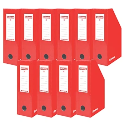 Imagen de OFFICER PRODUCTS DONAU 7648101 04FSC Archivador de cartón (10 unidades), color rojo