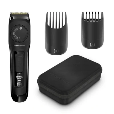 Imagen de Rowenta Virtuo Expert TN3841 Cortapelos para hombre, cuchillas titanio, 180 min autonomía, 39 longitudes corte, fácil limpieza, ajustes 0,5 a 20 mm, indicador de batería, uso sin cable, neceser
