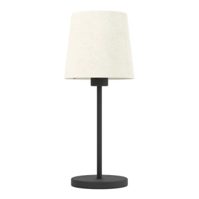 Imagen de Eglo Febres lámpara de mesita noche con pantalla textil, decoración para habitaciones, dormitorio, salón, metal en negro y tejido bouclé blanco, casquillo E27