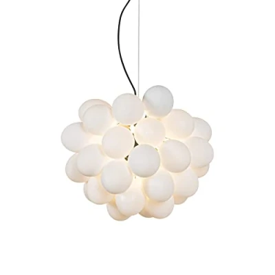 Imagen de Qazqa Diseño Lámpara colgante art deco negra cristal opal redonda 8 luces Uvas/Acero Esfera Adecuado para LED Max. x 28 Watt