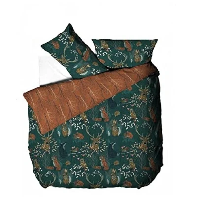 Imagen de furn. Juego de Funda edredón con diseño Fauna del Bosque, Polialgodón, Esmeralda, Doublé