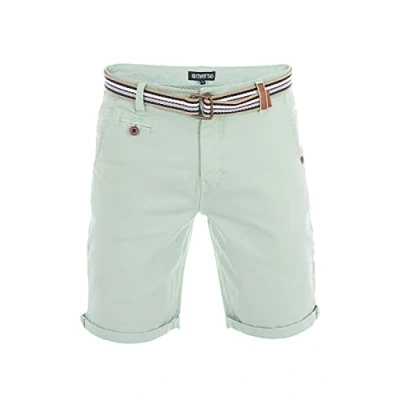 Imagen de riverso RIVKlaas Pantalones Cortos Chinos para Hombre, Corte Regular, Bermuda, de Verano, 98% algodón, Verde, Rojo, Azul, Beige, Gris, W30 W42 Verde Middle Green (52301)