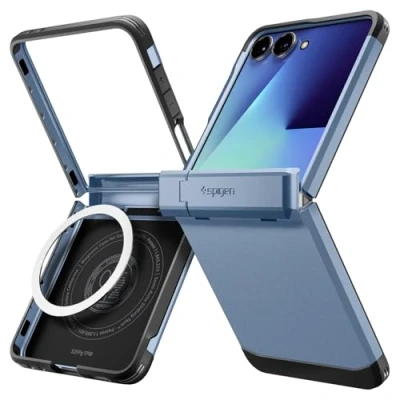 Imagen de Spigen Funda Tough Armor Pro MagFit Compatible con Samsung Galaxy Z Flip 7 Azul Sierra