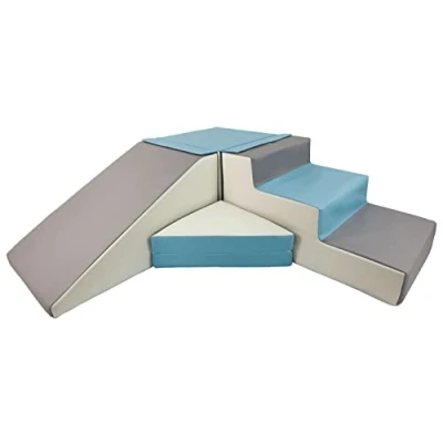 Imagen de Velinda Conjunto tobogán de 4 Bloques para Jugar niños jardín Infancia (Color: Blanco, Azul Claro, Gris)