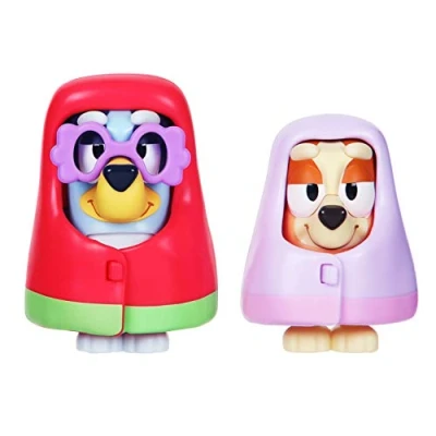 Imagen de Bluey Juego de 2 Figuras acción articuladas 2.5 Pulgadas, Incluye Mantas extraíbles y Gafas, Juguete Coleccionable Oficial