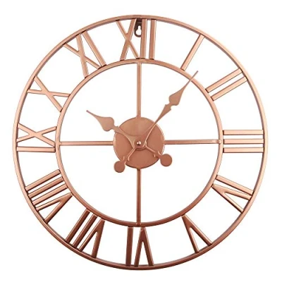 Imagen de Timelike Reloj De Pared con Números Romanos Gigantes,Reloj Decorativo Retro Gran Tamaño Silencioso 40CM (Cobre)