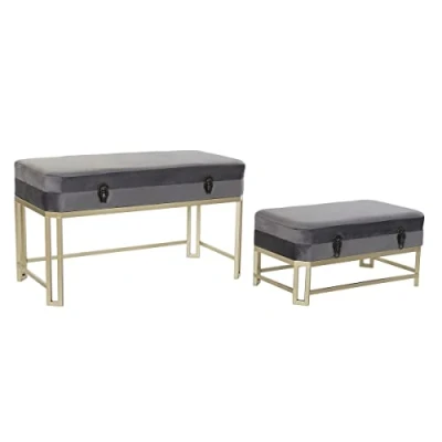 Imagen de DKD Home Decor Banqueta, Poliéster, Dorado Verde, Estándar