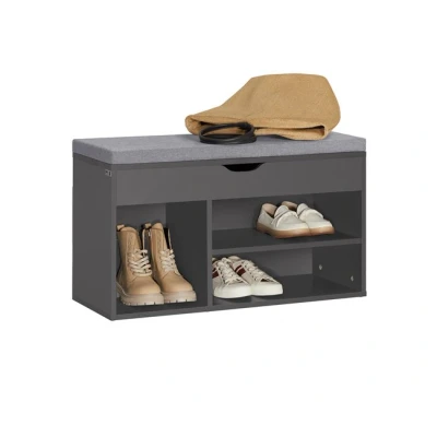 Imagen de SoBuy Banco Zapatero Armario de Almacenamiento con Cajón y 3 Compartimientos 80 x 31 48 cm Gris Oscuro FSR45 DG ES