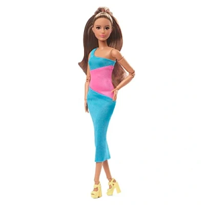 Imagen de Barbie Signature Looks Vestido Largo Muñeca articulada con coleta Larga, Juguete de colección Moda, Regalo +16 años (Mattel HJW82)