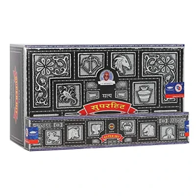 Imagen de Incense Sticks &amp; Cones Satya Nag Champa Super Hit Palos Incienso, Madera, Multicolor, 22 x 13 8 cm, Unicolor, Caja de 12 Paquetes