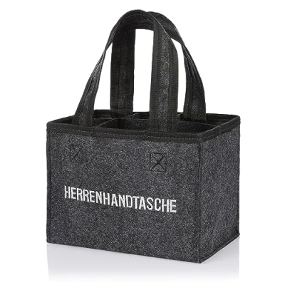 Imagen de Nordstern Bolso de mano para hombre (fieltro, 6 botellas, plegable, 20 x 13 15 cm), color gris, 20x13x15 cm