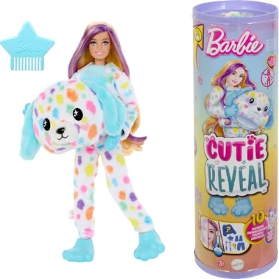 Imagen de Barbie Cutie Reveal Muñeca con Disfraz de Perro dálmata Colores, Peine, Mascota y Accesorios Sorpresa Moda, Serie Sueños Juguete +3 años (HRK41)