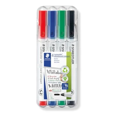 Imagen de STAEDTLER Lumocolor 341 WP4. Rotuladores de Colores para pizarra blanca. Estuche 4 unidades, Más
