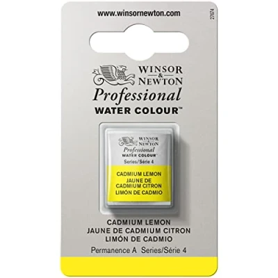Imagen de Winsor &amp; Newton Acuarela Profesional Pintura De Acuarela, Alta Luminosidad, Resistente a la Luz, Calidad Archivo, 1/2 Godet, Color Amarillo Cadmio Limón ROW