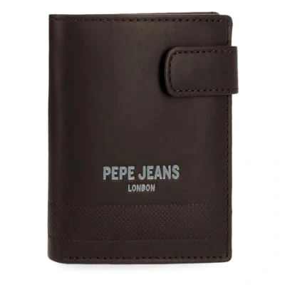 Imagen de Pepe Jeans Deep Cartera Vertical con Cierre de Clic Marrón 8,5x10,5x1 cms Piel by Joumma Bags