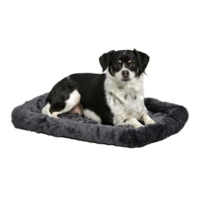 Imagen de New World modelo B40224 GY cama para perros con cabezal, longitud de 60,96 cm, y gatos cómodo adecuado razas pequeñas