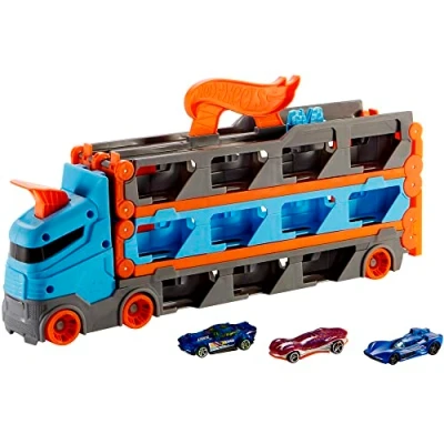 Imagen de Hot Wheels 2IN1 Rennbahntransporter Cochecitos de juguete para niños, Talla: One Size, Rot