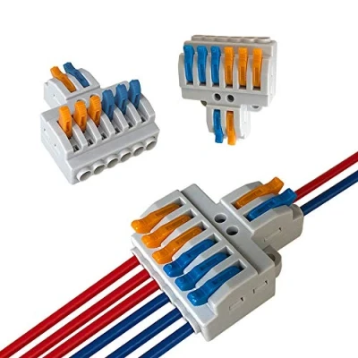 Imagen de Aiqeer 12 Piezas KV426 Palanca Tuerca Cable Conectores Set, 2 in 6 out Conector Conductor Compacto, Bilateral Rápido Resorte Bloque Terminal