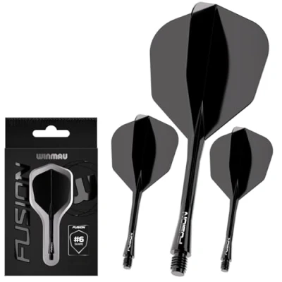 Imagen de WINMAU Darts Fusion Integrated Flight &amp; Shaft System No.6 Shape Design Color negro, longitud intermedia