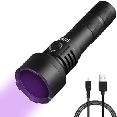 Imagen de TATTU U2S Linterna UV 365nm Luz Ultravioleta con ZWB2 Filtro, recargable 10W Lámpara negra LED Cable de Carga micro USB