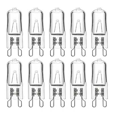 Imagen de SCNNC Bombilla Halógena G9 33W 230V, 460LM Blanco Cálido 2700K, Regulable Halogena para Candelabros, Lámparas de Mesa, Lámpara Pared, paquete 10
