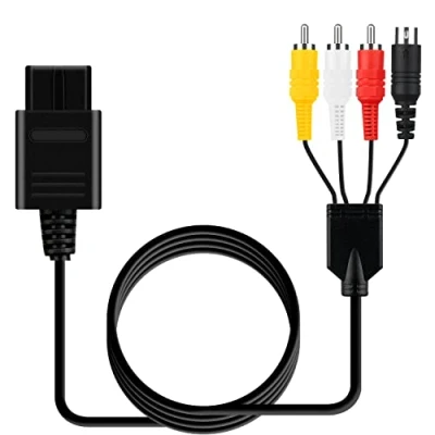 Imagen de OSTENT AV Video compuesto S RCA HD TV Cable compatible con Nintendo 64 N64 SNES SFC NGC