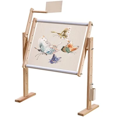 Imagen de aleawol soporte de marco punto cruz ajustable, marcos y soportes bordados madera, acolchado para amantes del bordado, 9CT