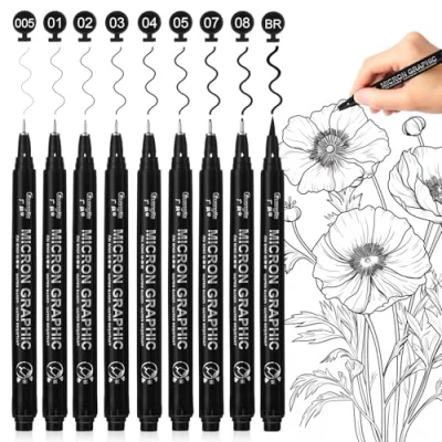 Imagen de Surcotto Plumas de Línea Fina (9PCS, Negro)