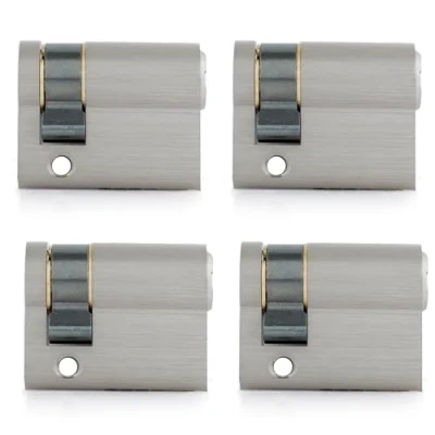 Imagen de GERCAR Pro Profil Zylinder 30/10 Juego de 4 cilindros semicilíndricos con cierre uniforme, latón mate, incluye 20 llaves, puerta garaje, longitud: 40 mm, A: 30 B: 10 4x