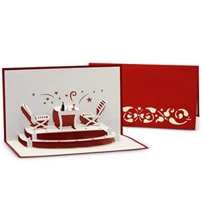 Imagen de Tarjeta de invitación para el bono del restaurante y la a cena 3D Pop Up como plegable felicitación común romántica candlelight