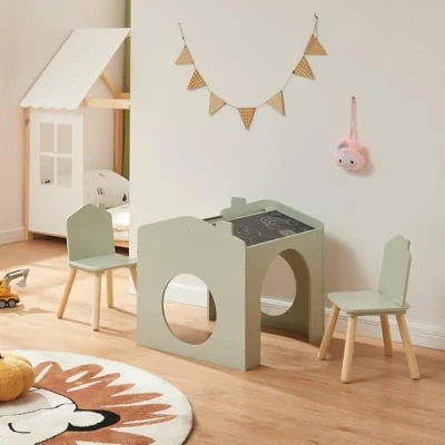 Imagen de Juego infantil de mesa y 2 sillas romso mdf en forma casa 110