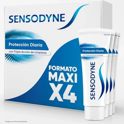 Imagen de Sensodyne Protección Diaria Pasta de Dientes, Alivio Para Dientes Sensibles, Duradera Frente a la Sensibilidad Dental, Pack 4x75 ml