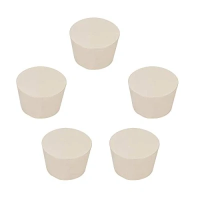 Imagen de stonylab Tapones de Goma Sólida, 5 Paquete 10# 41mm x 50mm 34mm Blanco Sello Lab, Adapta a Todos los Matraces Erlenmeyer stonylab/Labasics