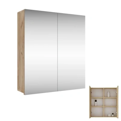 Imagen de Planetmöbel Merkur armario con espejo para baño, 60 cm de ancho, colgante espejo, roble dorado, sin lámpara, invitados, x 67 16