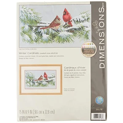 Imagen de Dimensions Tamaño Juego de Punto Cruz, Invierno Cardinals