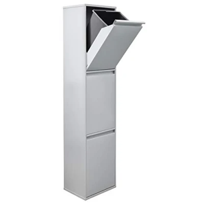 Imagen de Arregui Basic CR302 B Cubo de Basura y Reciclaje Acero 3 Compartimentos 3x17L (51L) Cubos Cocina Contenedores para Casa u Oficina gris