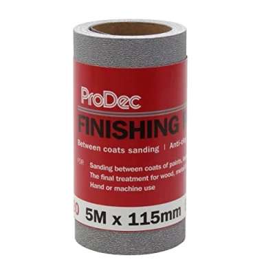 Imagen de ProDec papel de acabado extrafino grano 320 para lijar entre capas y lijado automotriz, rollo abrasivo 5 m x 115 mm