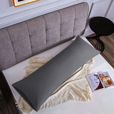 Imagen de Funda Almohada 100% Algodón 45x150 cm 1 PCS, Juego de Suave Puro Algodón, Sin Cremallera Cepillada con Cierre sobre Gris Oscuro