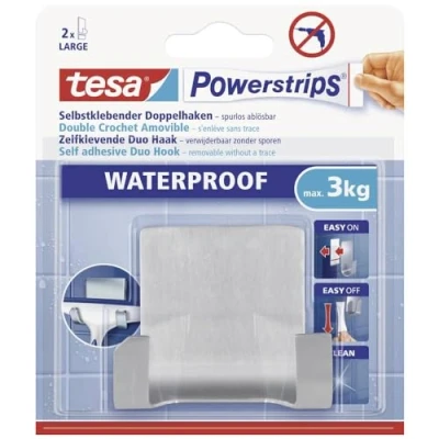 Imagen de Gancho adhesivo doble (acero) + tiras, resistentes al agua